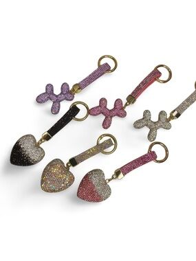 BUY NOW PICK 1 Rhinestone Balloon Dog Heart Keychain Glitter Bling Bag Charm